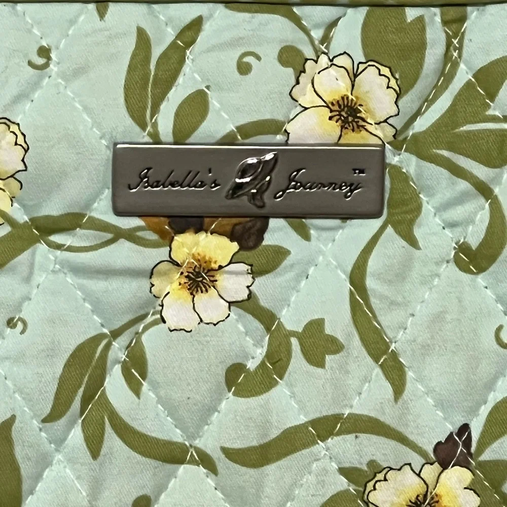 Isabella’s Journey Green Floral Quilted Laptop Bag Medium Size